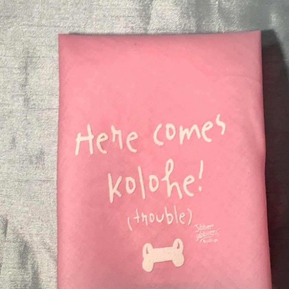 🐶 Pink Dog Bandanna Here Comes Kolohe! (Trouble) 🦴 w/bone, NWT